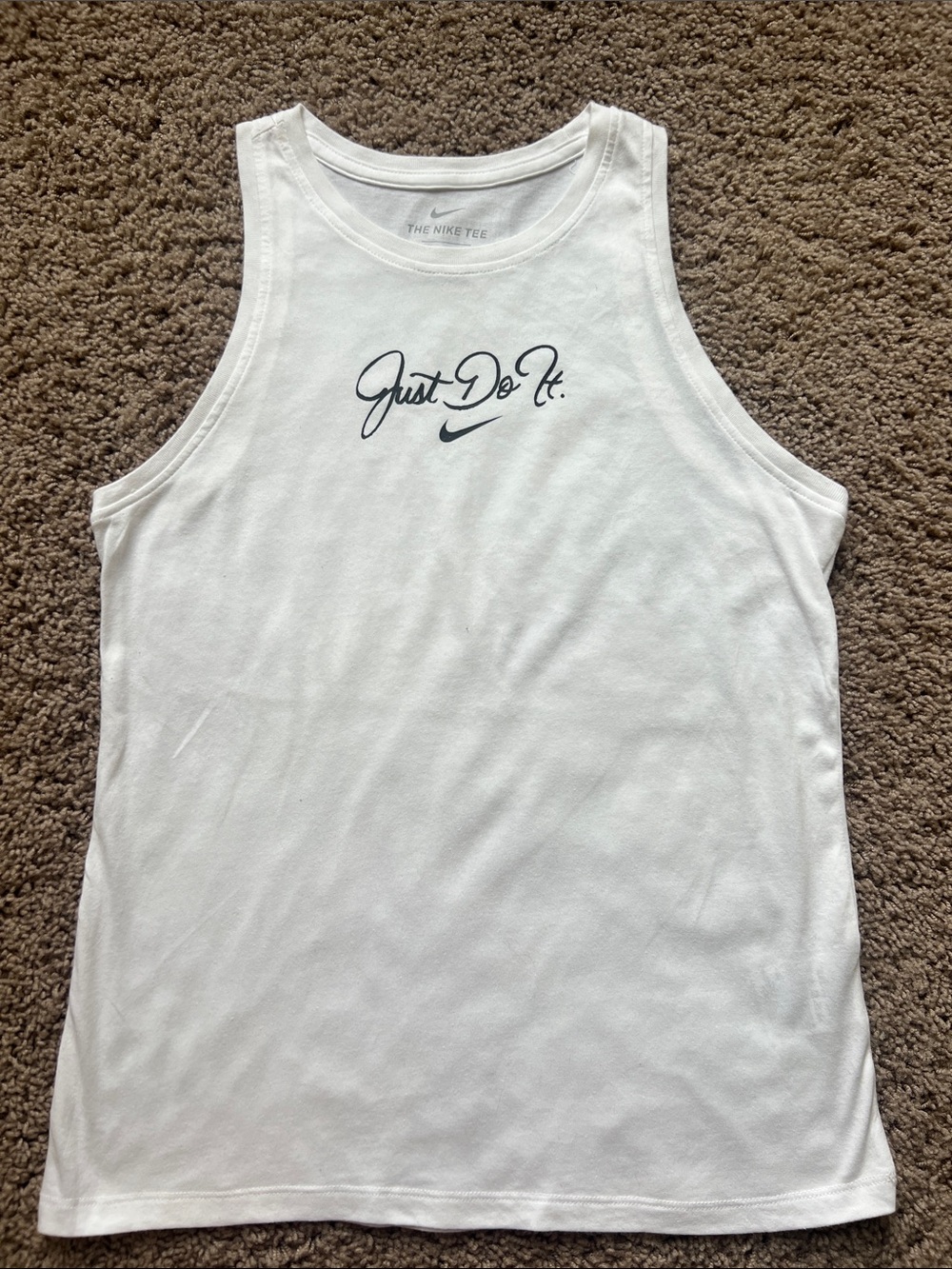 Women’s Nike White Tank Top with Black 'Just Do It.' Script Size XS